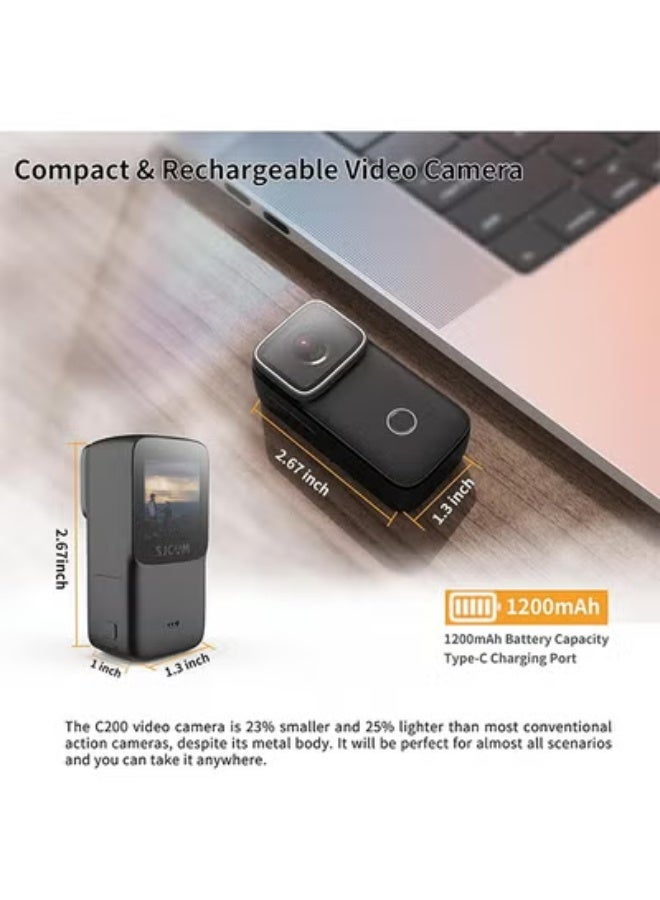 SJCAM C200 Mini Action Camera 4KHD Handheld Portable Lightweight 40M Underwater Waterproof Camera with Stabilization, 154° FOV Zoom Lens, Action Cam for Helmet, Bicycle, Vlogging - Image 3